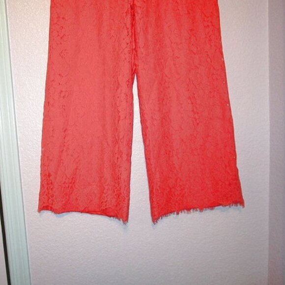 Isaac Mizrahi Live Sunset Lace Pants Size S Tall Wide Leg High Rise Pull On Crop - Picture 4 of 12